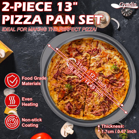 Gymdin pizza pan antiadherente de acero carbono facilita desmoldado.