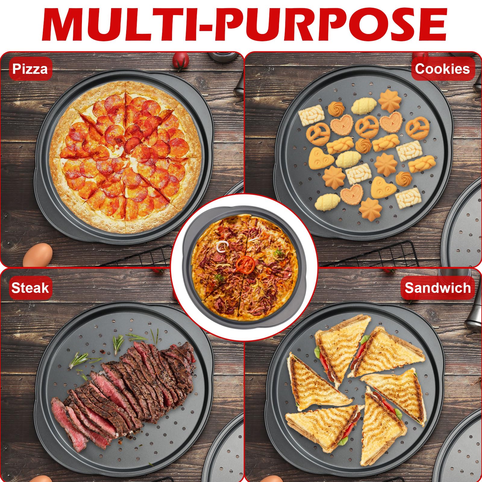Gymdin pizza pan resistente para horno 180-220 °C.