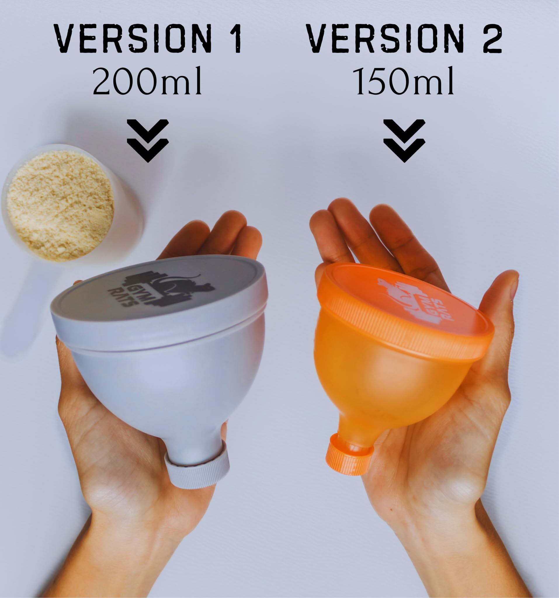 GYM RATS capacidad de 200 ml para 3-5 porciones de proteína.
