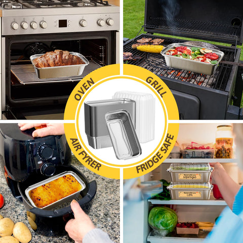Gyreuni molde de aluminio con tapa apto para horno y congelador, cocción uniforme