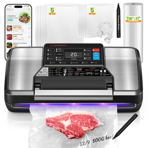 Gyreuni selladora al vacío 95KPa en operación para conservar carnes y verduras