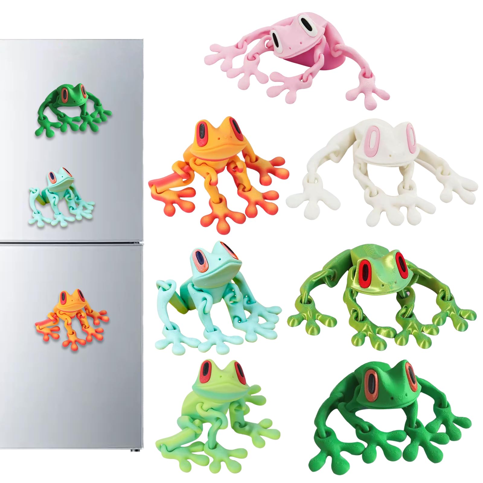 Rana gyrkmshju: imán decorativo para nevera con 7 piezas de colores.