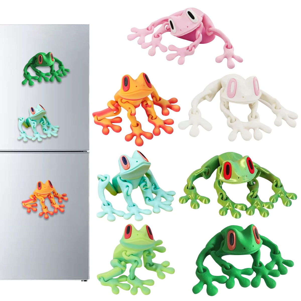 Rana gyrkmshju: imán decorativo para nevera con 7 piezas de colores.