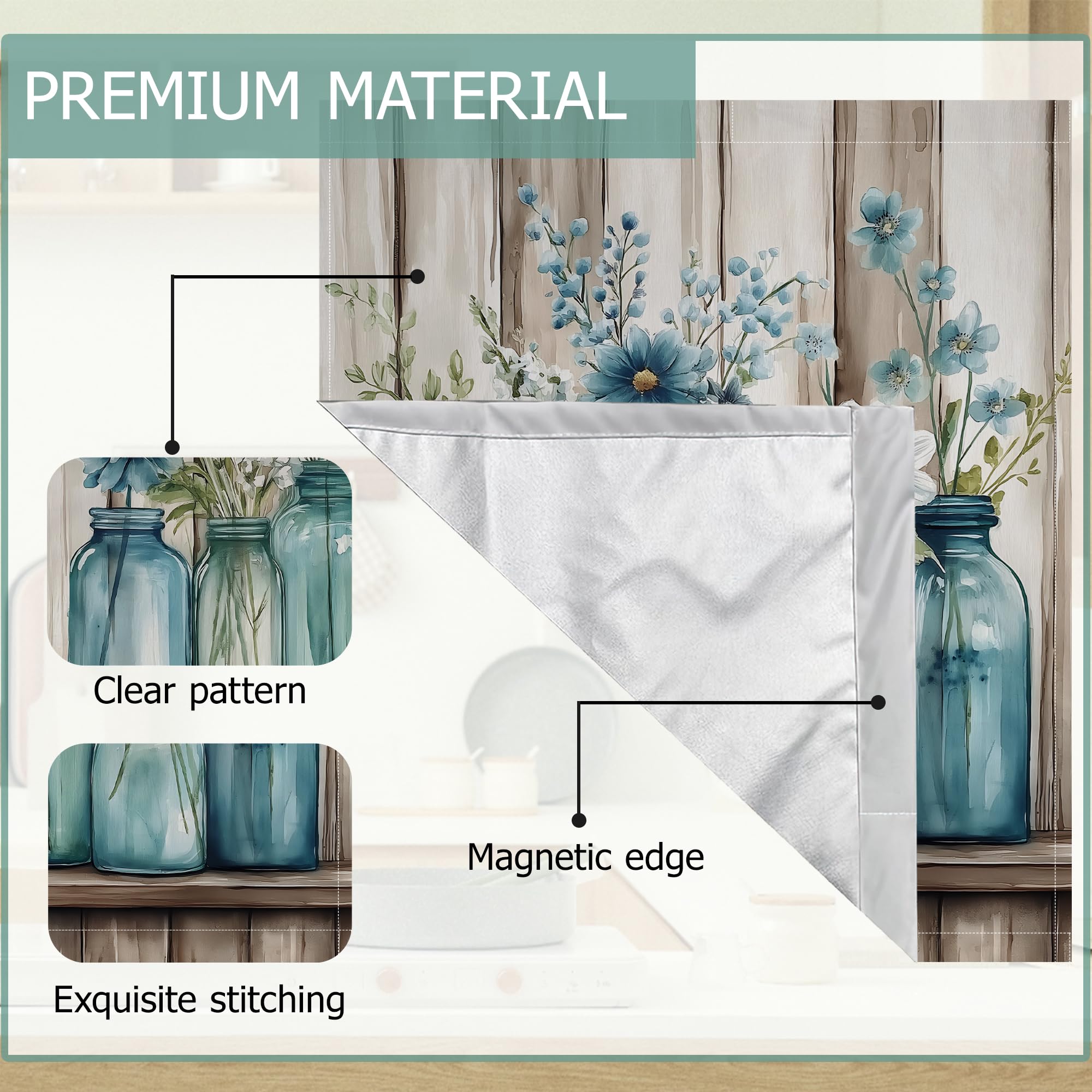 GYYGOO imán decorativo para electrodomésticos con diseño azul floral.