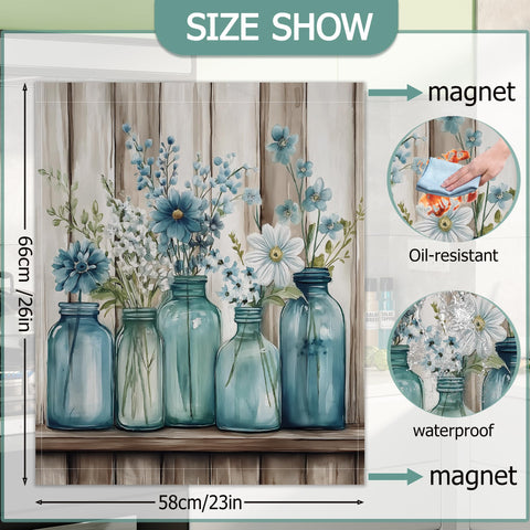 GYYGOO cobertor magnético cocina con flores azules Mason, decoración práctica.