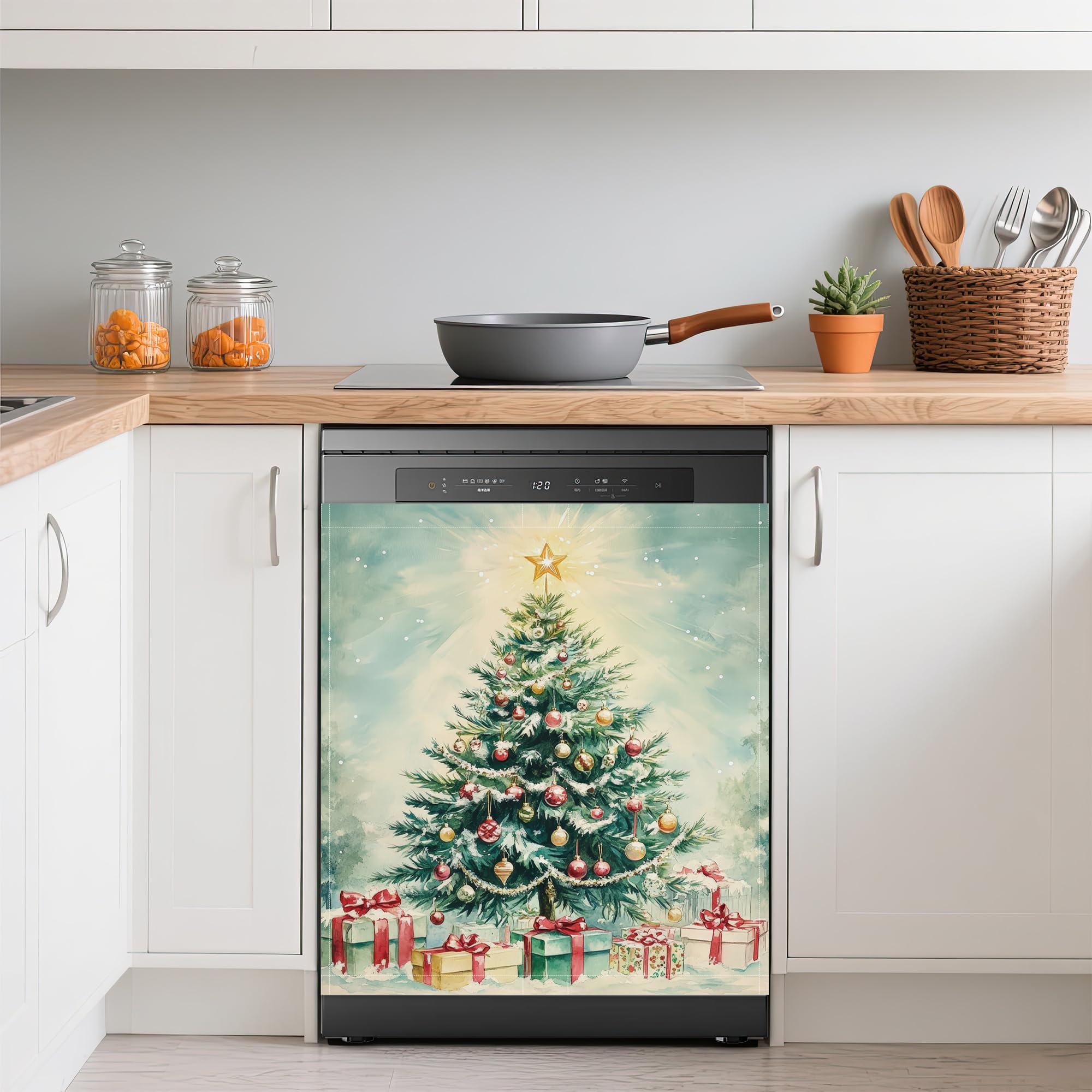 GYYGOO cubierta imantada para nevera con árbol navideño, decora y protege superficies