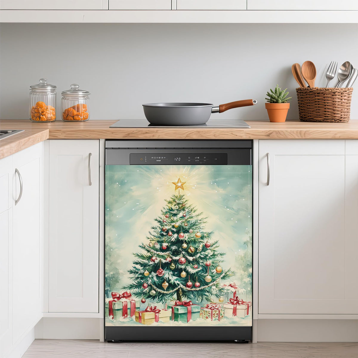 GYYGOO cubierta imantada para nevera con árbol navideño, decora y protege superficies