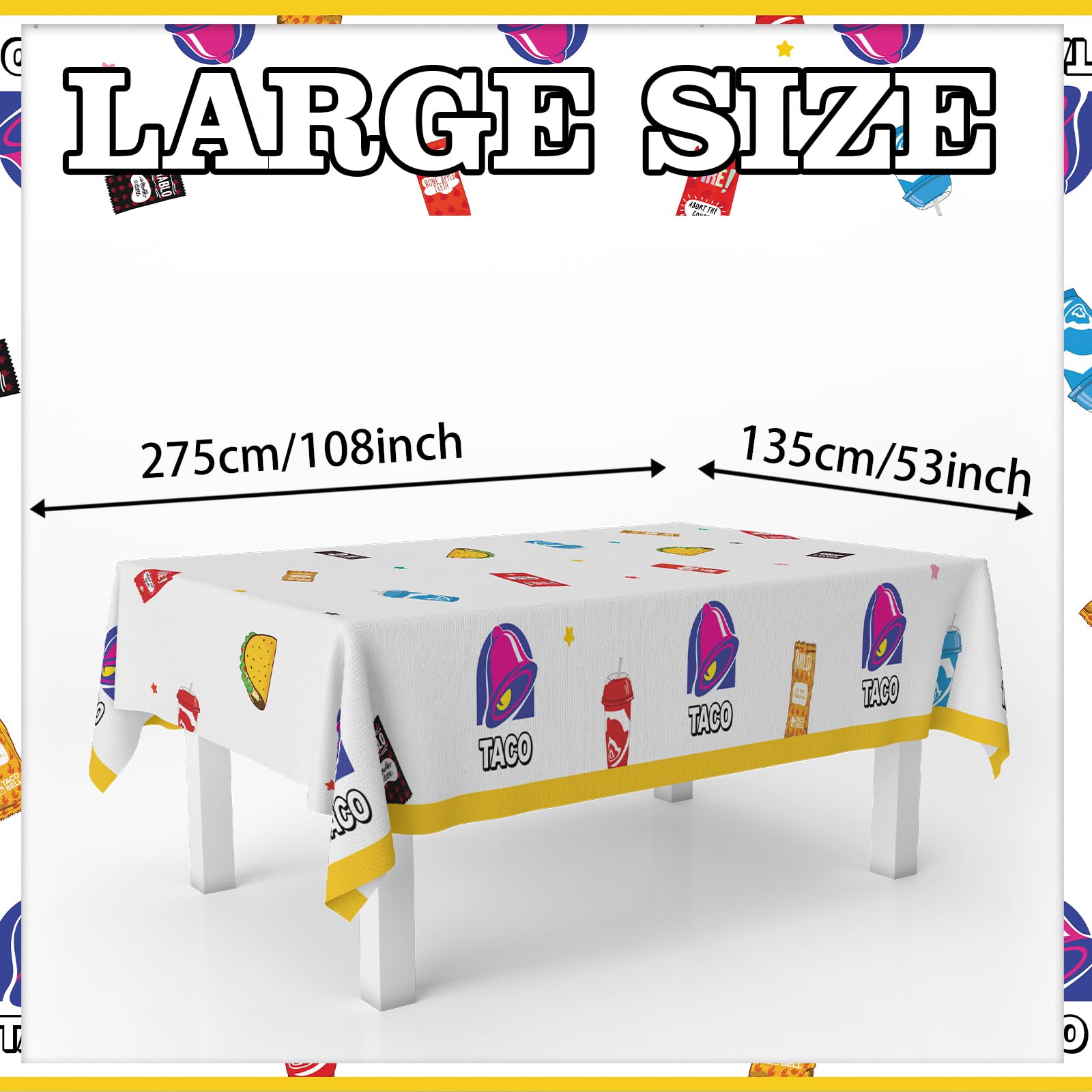 Mantel burrito dibujado en colores vibrantes, ideal para fiestas de bebé.