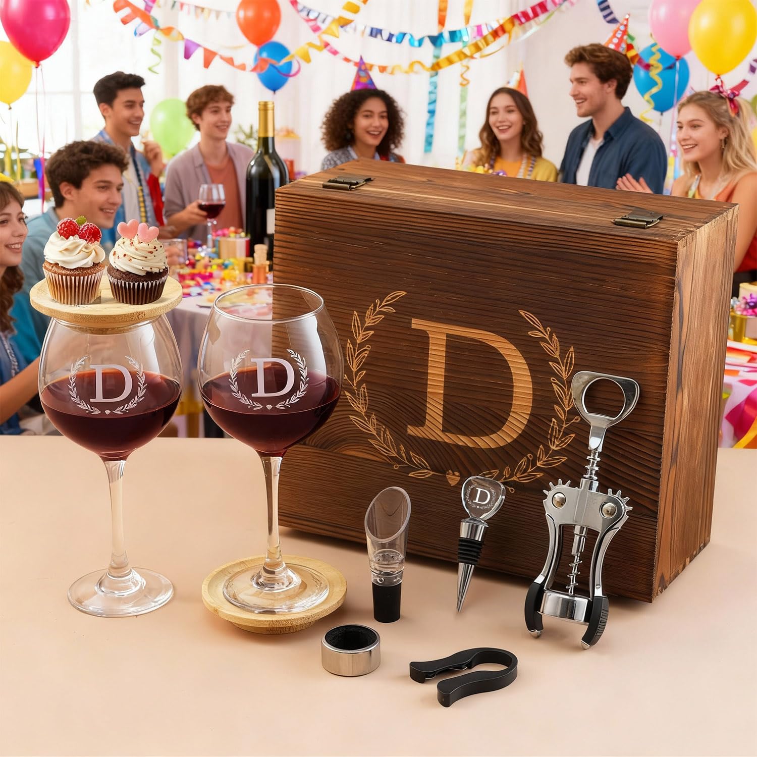 Copas de cristal sin plomo de GZLDGIFTS, realzan el brindis y la claridad.