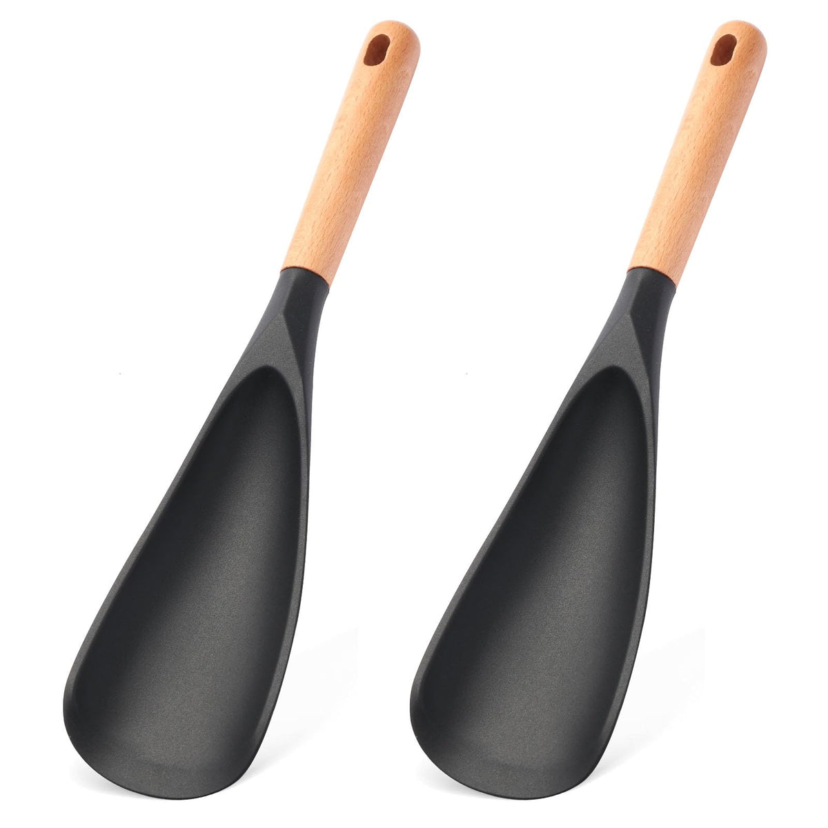 GZLT: cucharas de silicona con mango de madera para cocinar sin rayar sartenes antiadherentes.