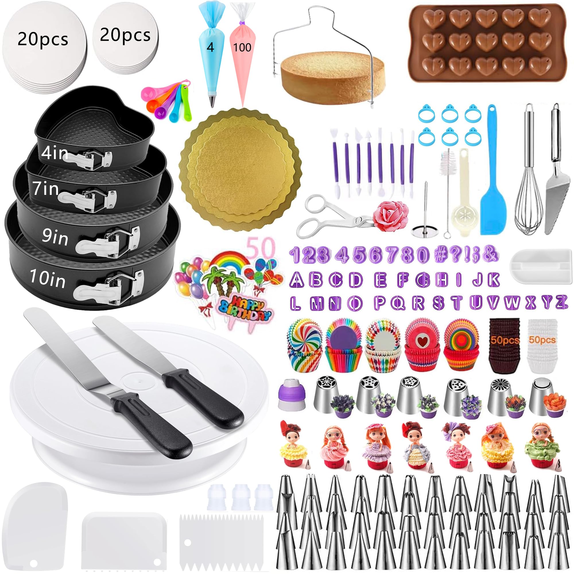 GZMAISULEE kit de repostería, molde de torta 10 pulgadas para hornear pasteles uniformes