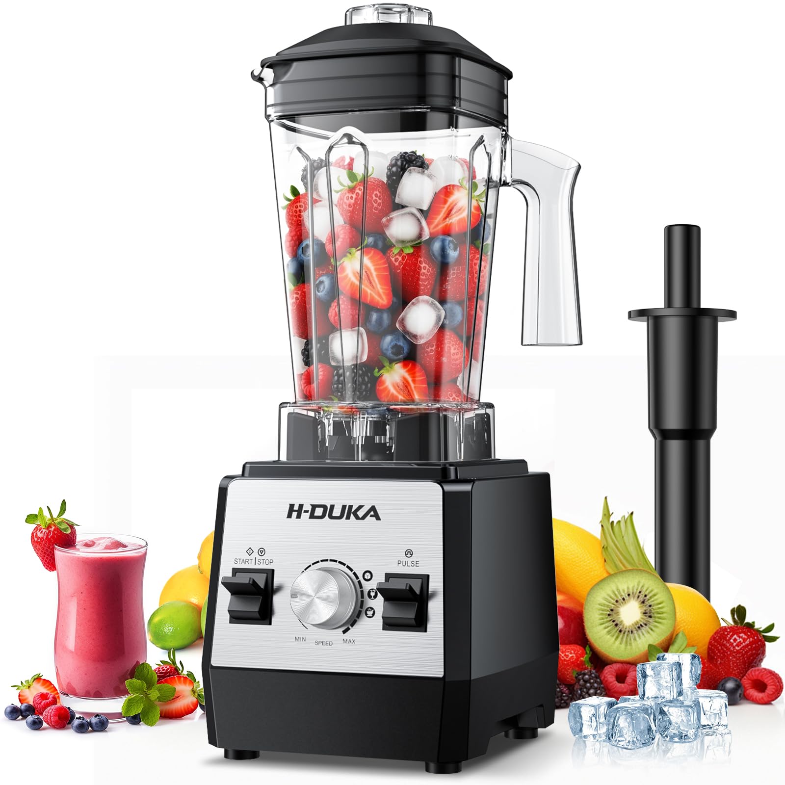 Licuadora H-Duka para smoothies, capacidad 64 oz, ideal para familias.