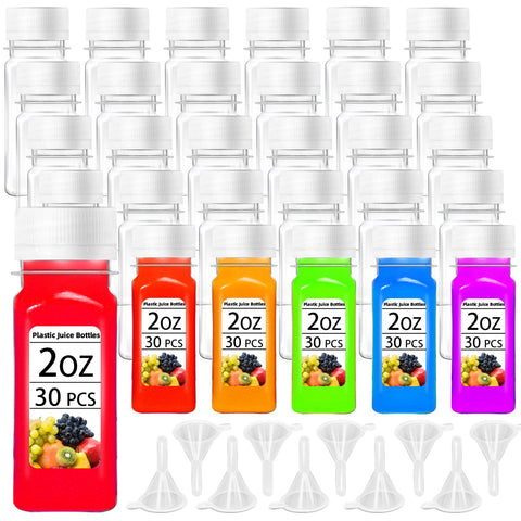 Botellas Haawooky 2oz claras con tapa blanca, ideales para llevar bebidas.