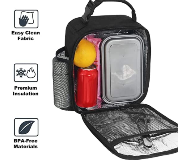 HABOPET bolsa de almuerzo con portabotellas lateral extensible para mayor capacidad