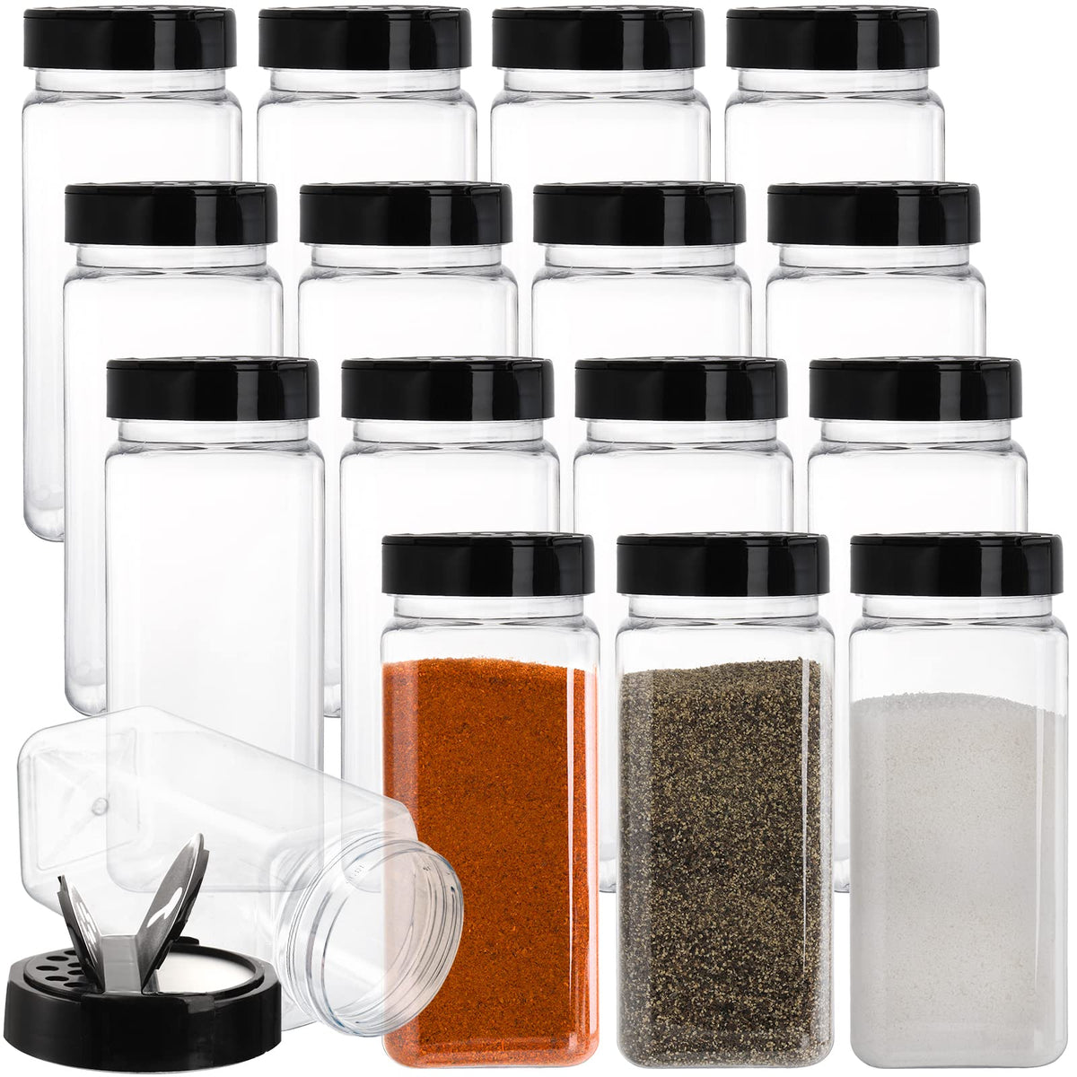 Frascos de especias cuadrados de 20 oz para organización clara en la cocina