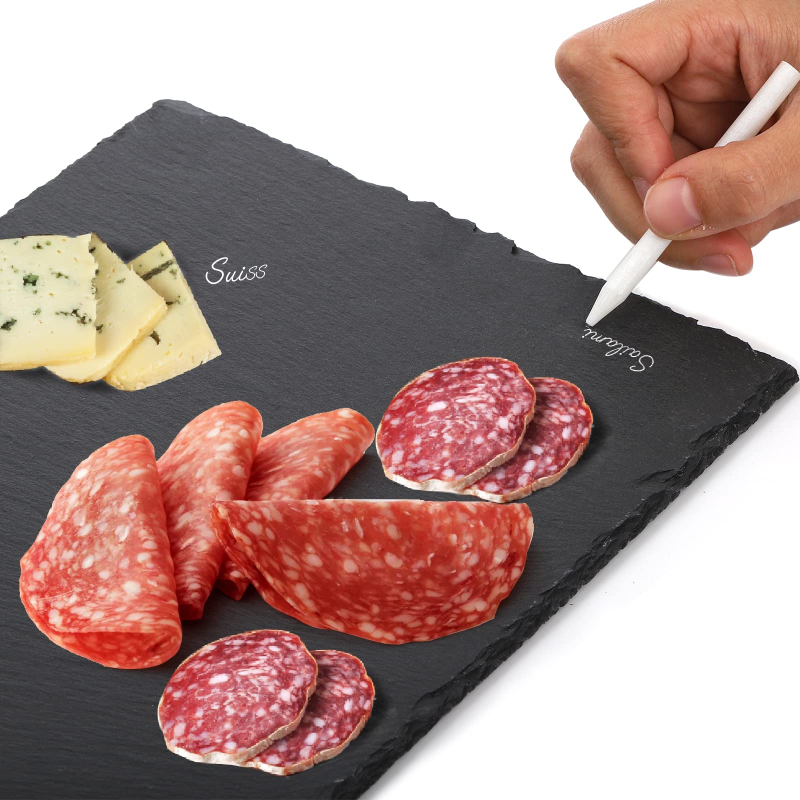 Hacaroa plato servir aperitivos en pizarra negra para fiestas.
