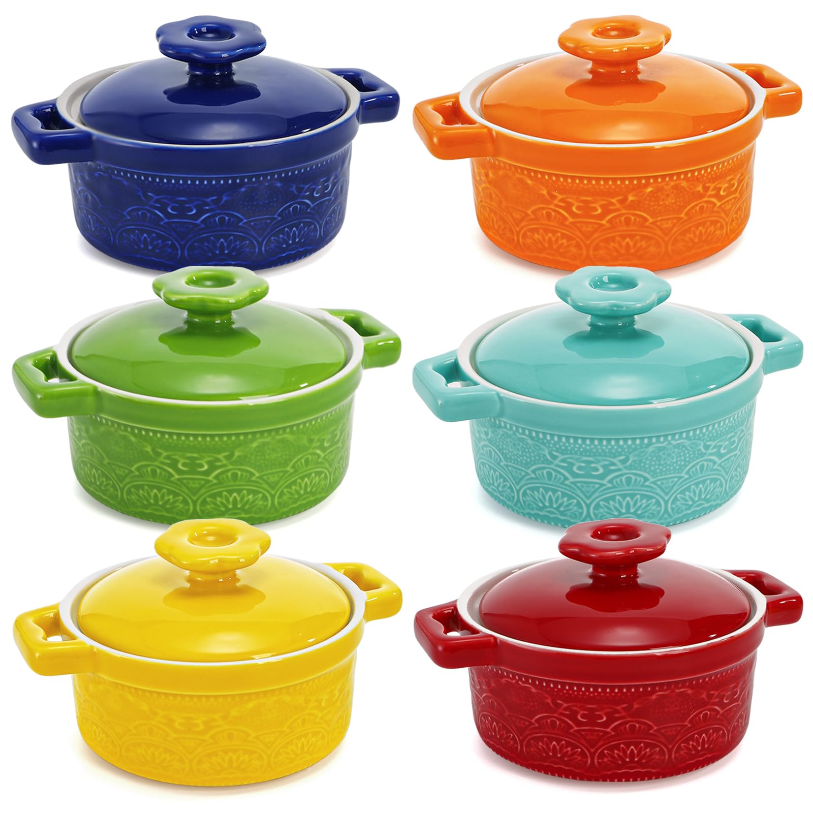 Set de 6 mini cocotte Hacaroa con tapa para porciones individuales