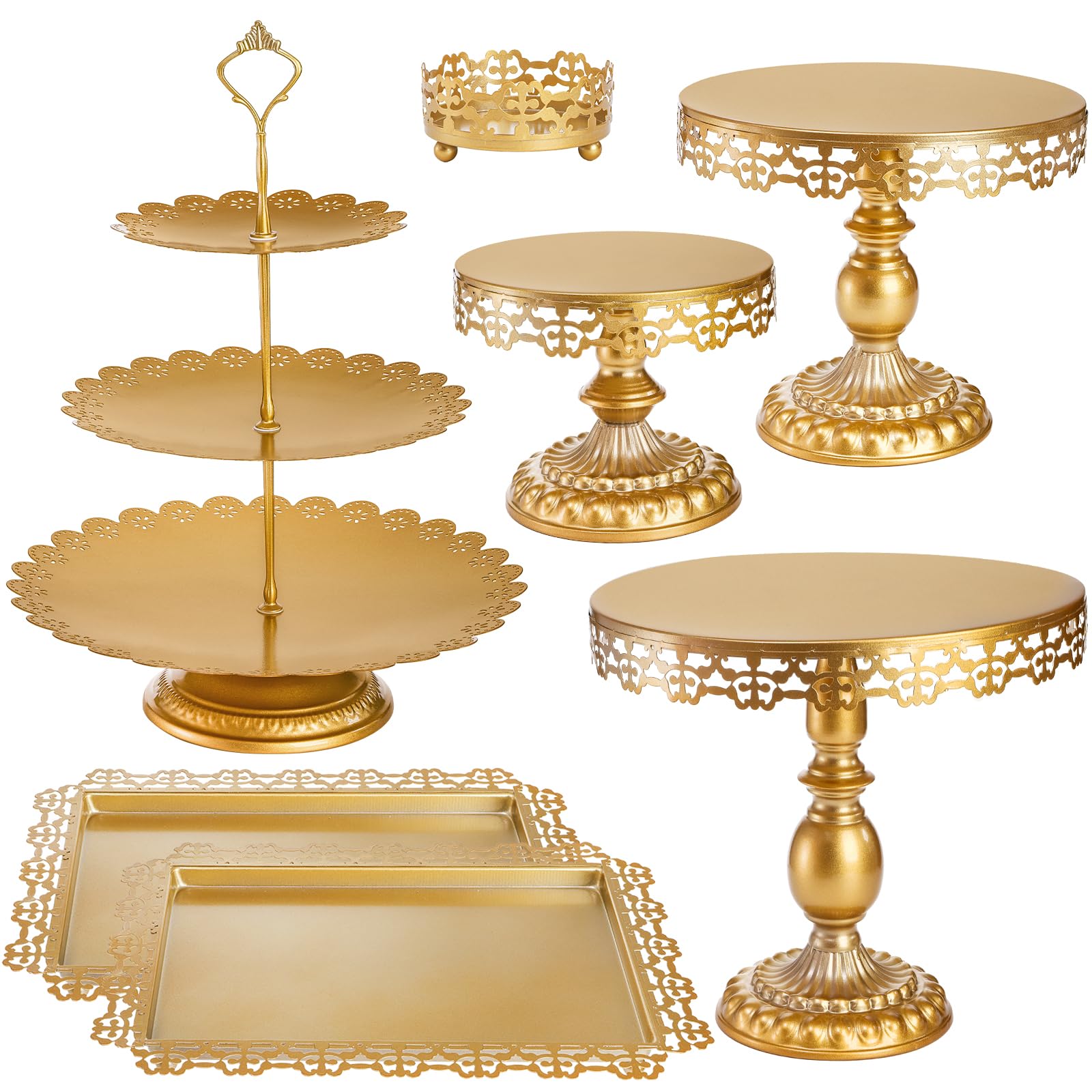 Hacaroa set oro – bases de torta grandes, soporte estable para presentaciones elegantes.