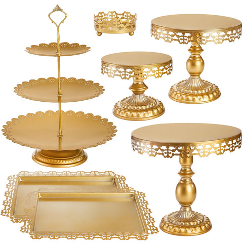 Hacaroa set oro – bases de torta grandes, soporte estable para presentaciones elegantes.