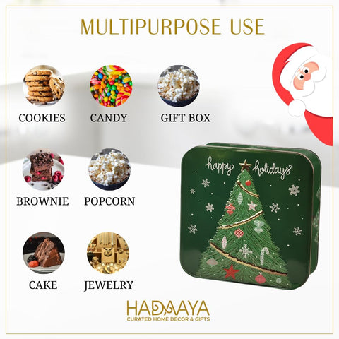 hadaaya lata dulces navidad, almacenamiento práctico y decorativo