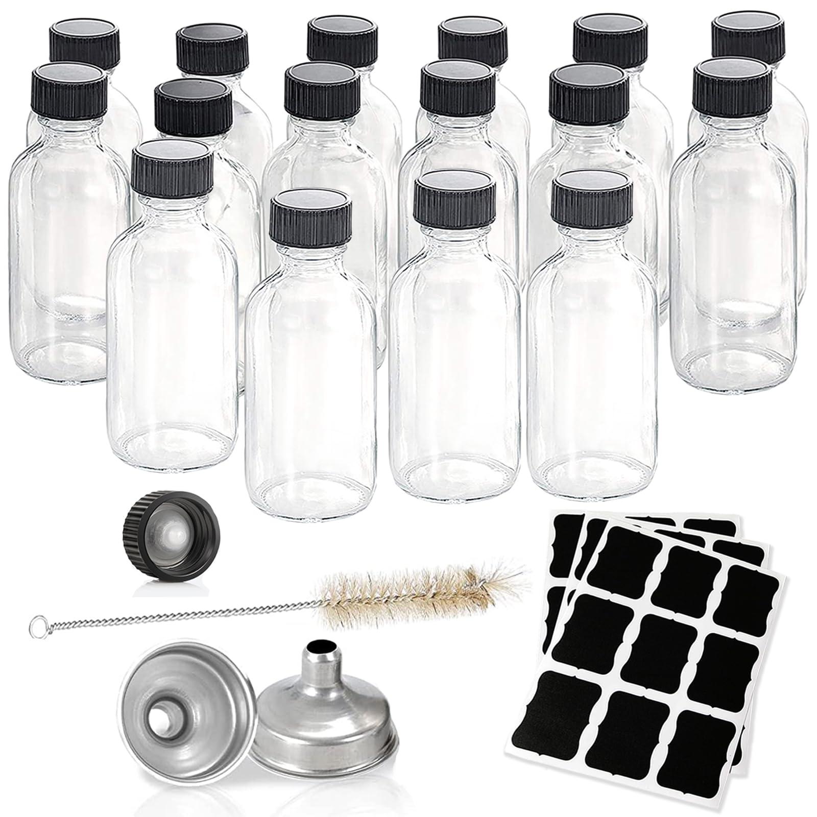 Botellas Hadatido de vidrio de 60 ml con tapas, ideales para muestras seguras y sin fugas