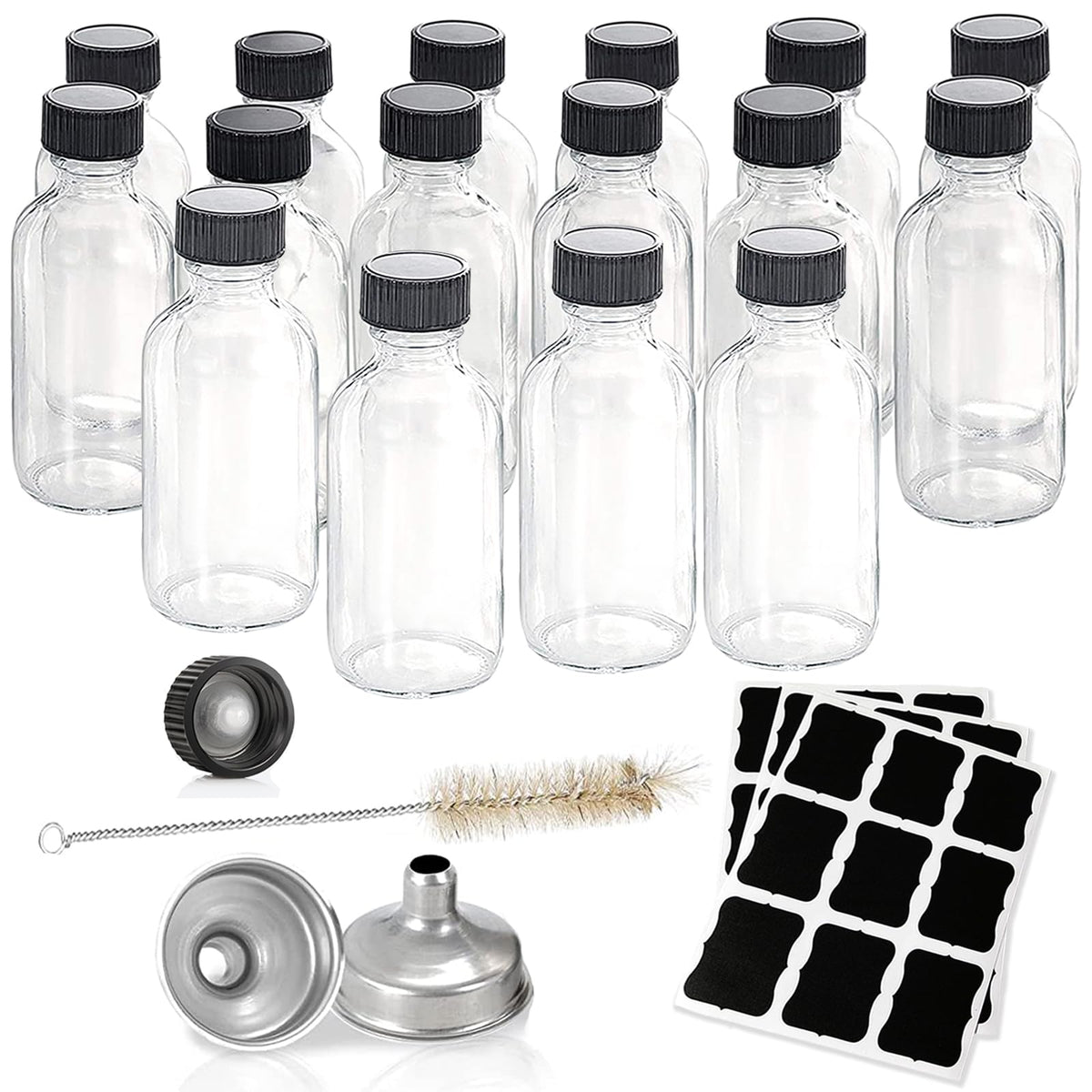 Botellas Hadatido de vidrio de 60 ml con tapas, ideales para muestras seguras y sin fugas