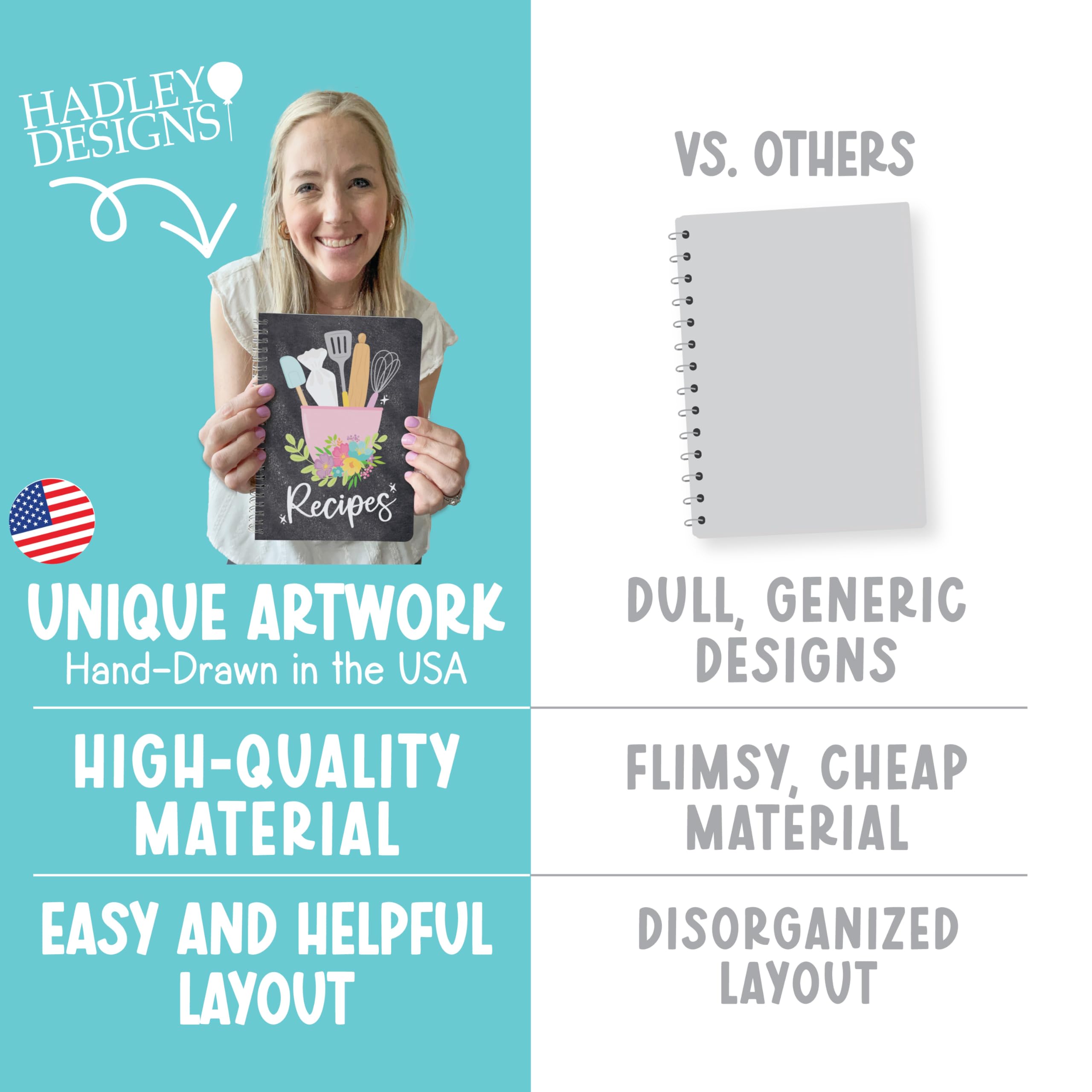 Hadley Designs libro de recetas para anotar ingredientes y pasos con facilidad.