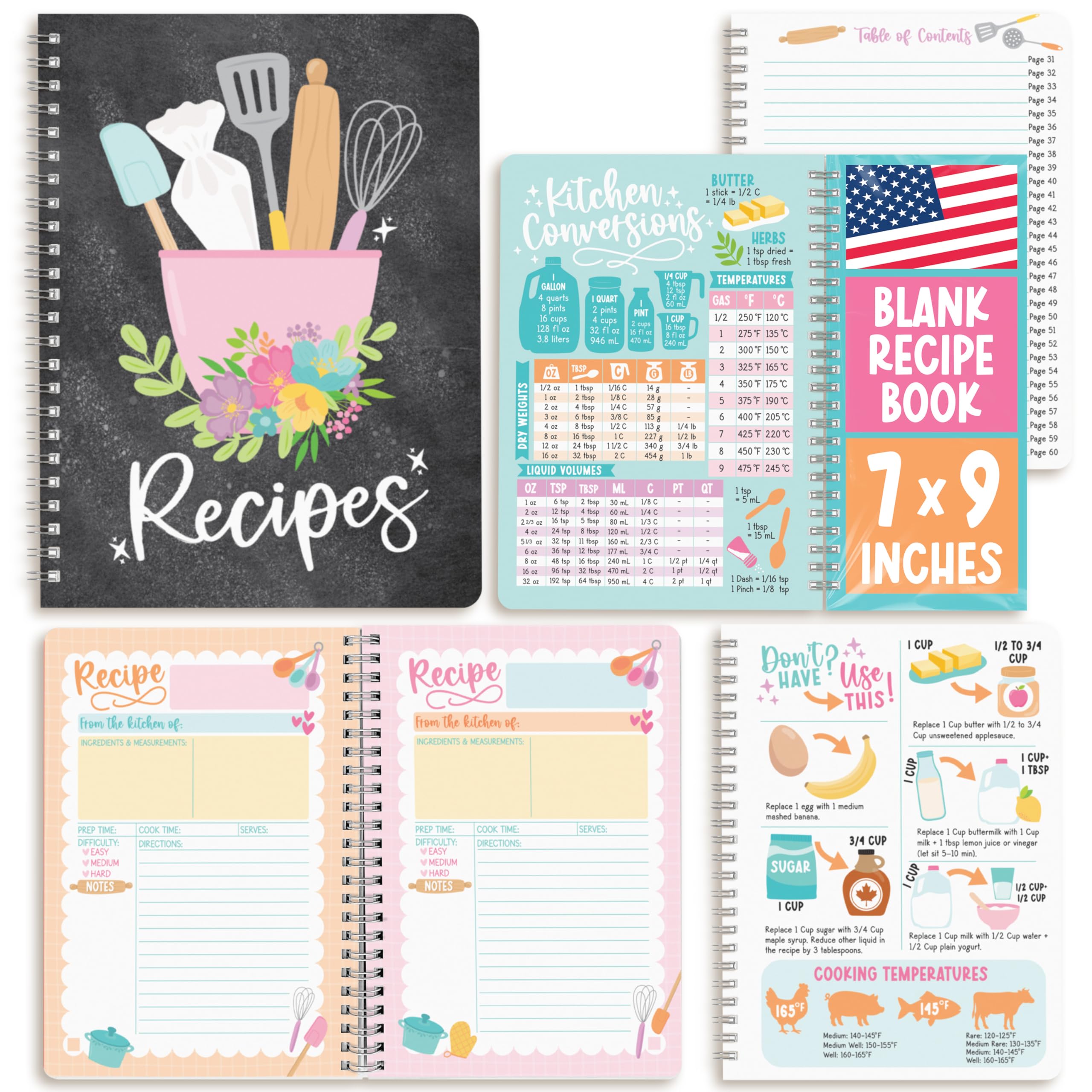 Hadley Designs libro de recetas con portada atractiva para empezar tu diario culinario.
