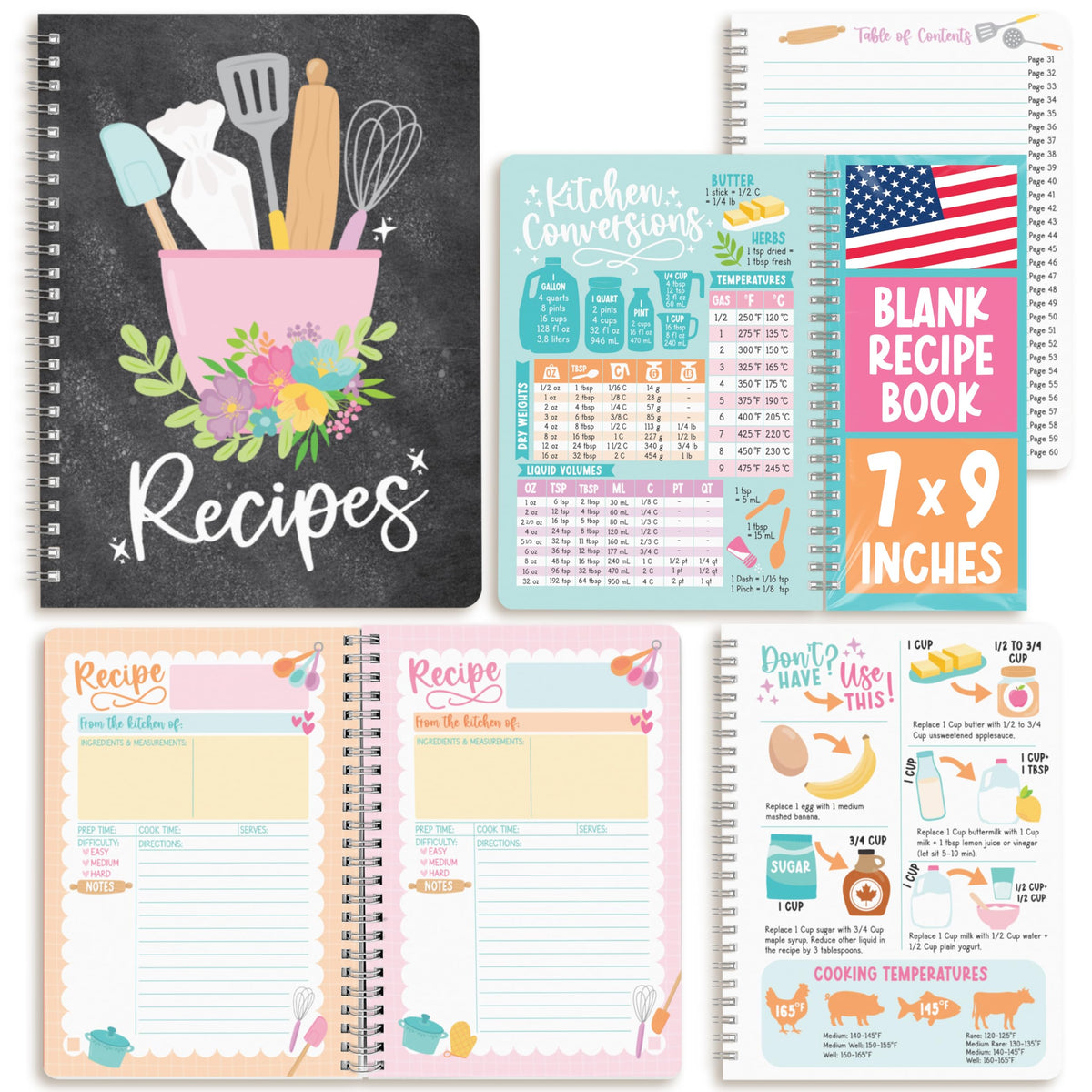 Hadley Designs libro de recetas con portada atractiva para empezar tu diario culinario.