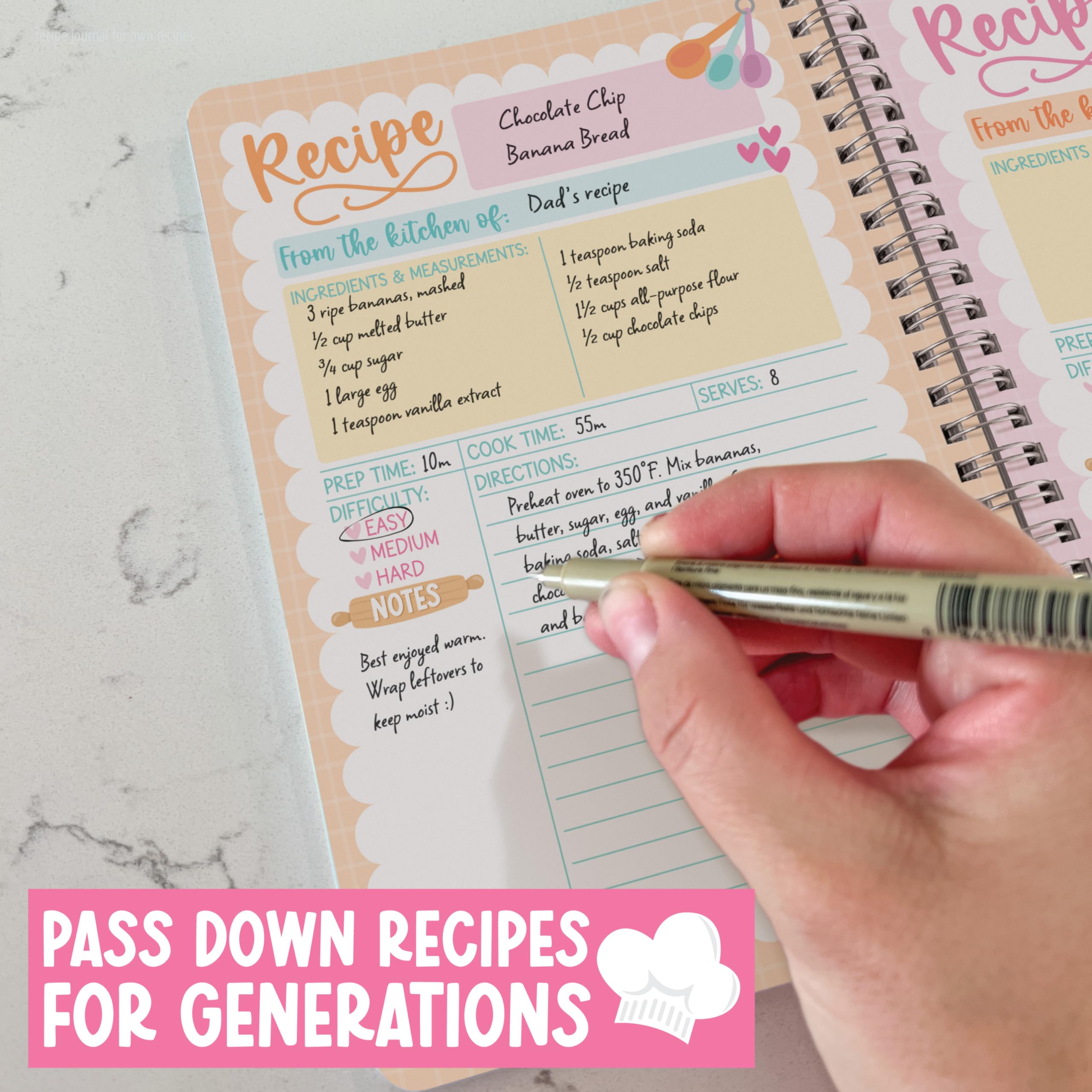 Hadley Designs cuaderno de recetas personalizable para tu recetario.