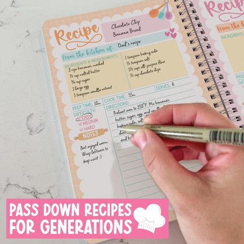 Para familias y regalos, Hadley Designs, conserva tus recetas.