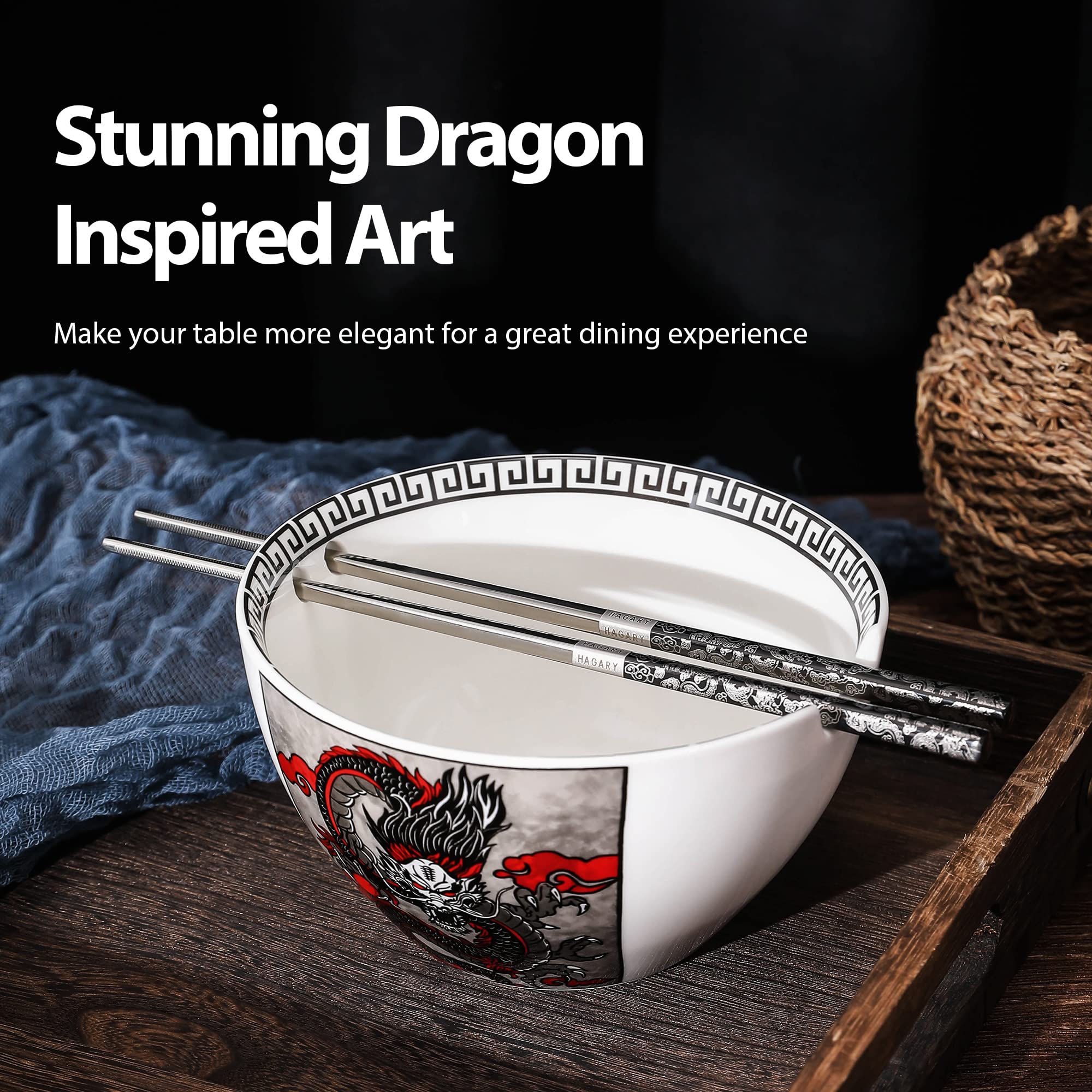 Hagary diseño japonés, tazón ramen para mesa con estilo