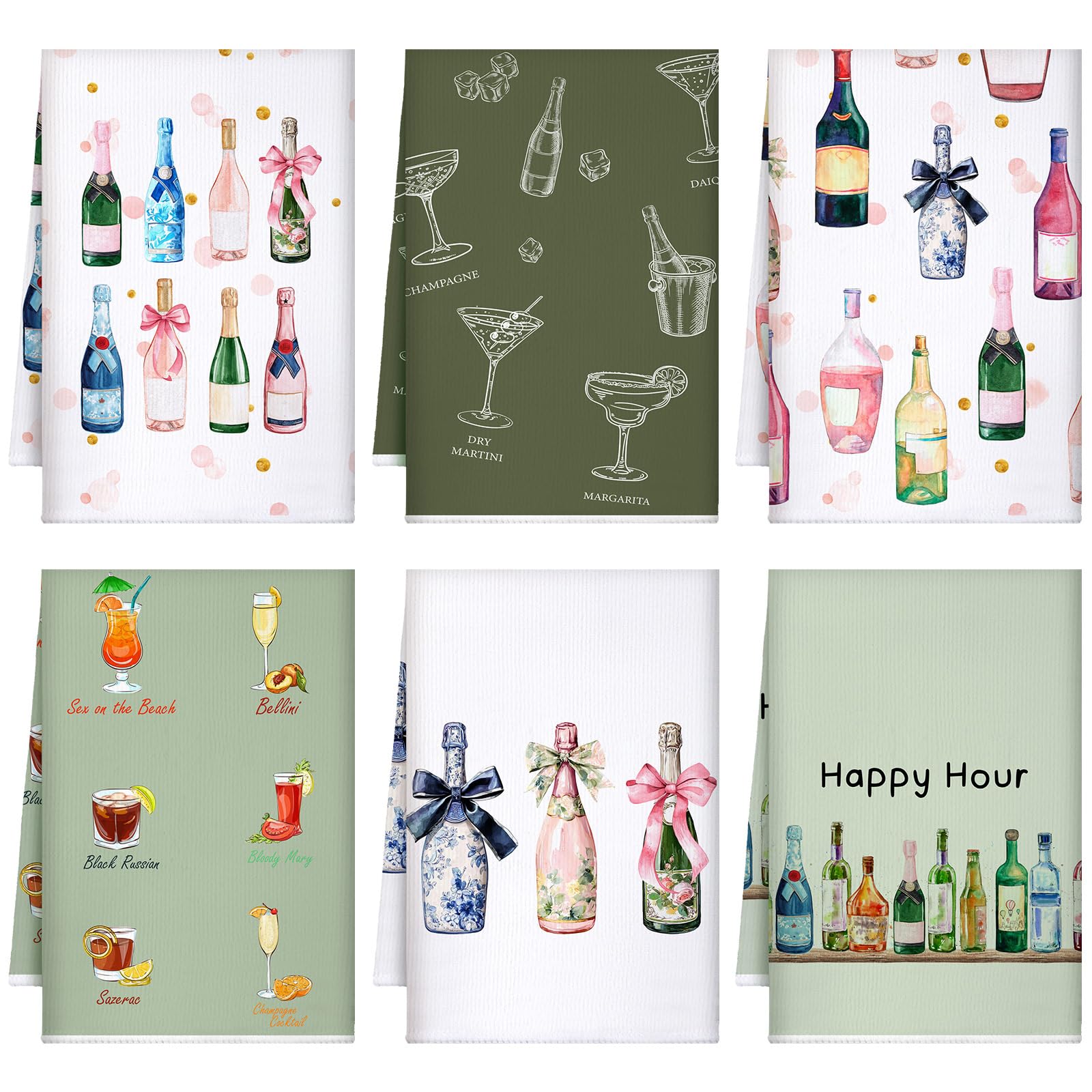 Hahafelt toallas para carrito de bar con patrón de copas para decorar.