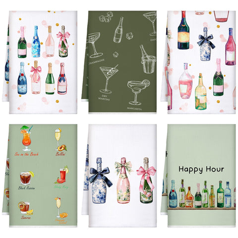 Hahafelt toallas para carrito de bar con patrón de copas para decorar.