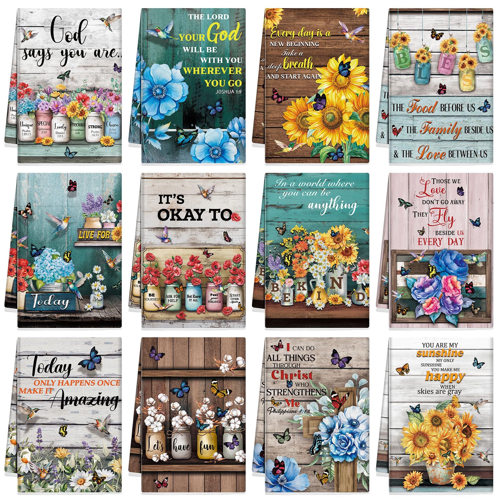 Hahafelt: toallas cristianas con versos bíblicos y flores para decorar y secar