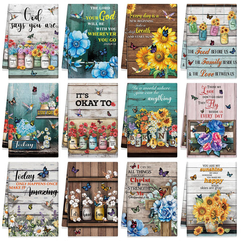 Hahafelt: toallas cristianas con versos bíblicos y flores para decorar y secar