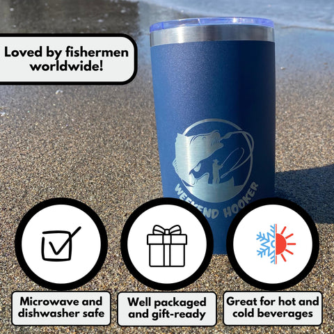 HahaHome Tumbler pesca divertido detalles impresos, diseño único para amantes de la pesca.