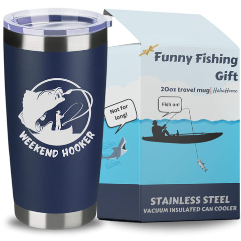 HahaHome Tumbler pesca divertido frente, regalo ideal para aficionado a la pesca.