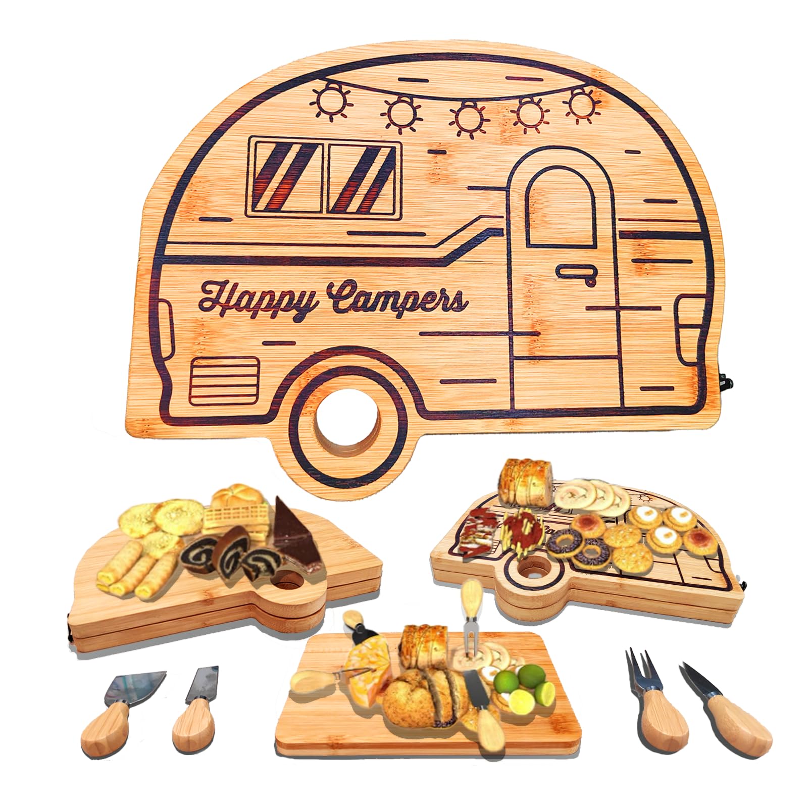 Haigoo tabla charcutería plegable para RV con juego de cuchillos, ideal para picnics al aire libre