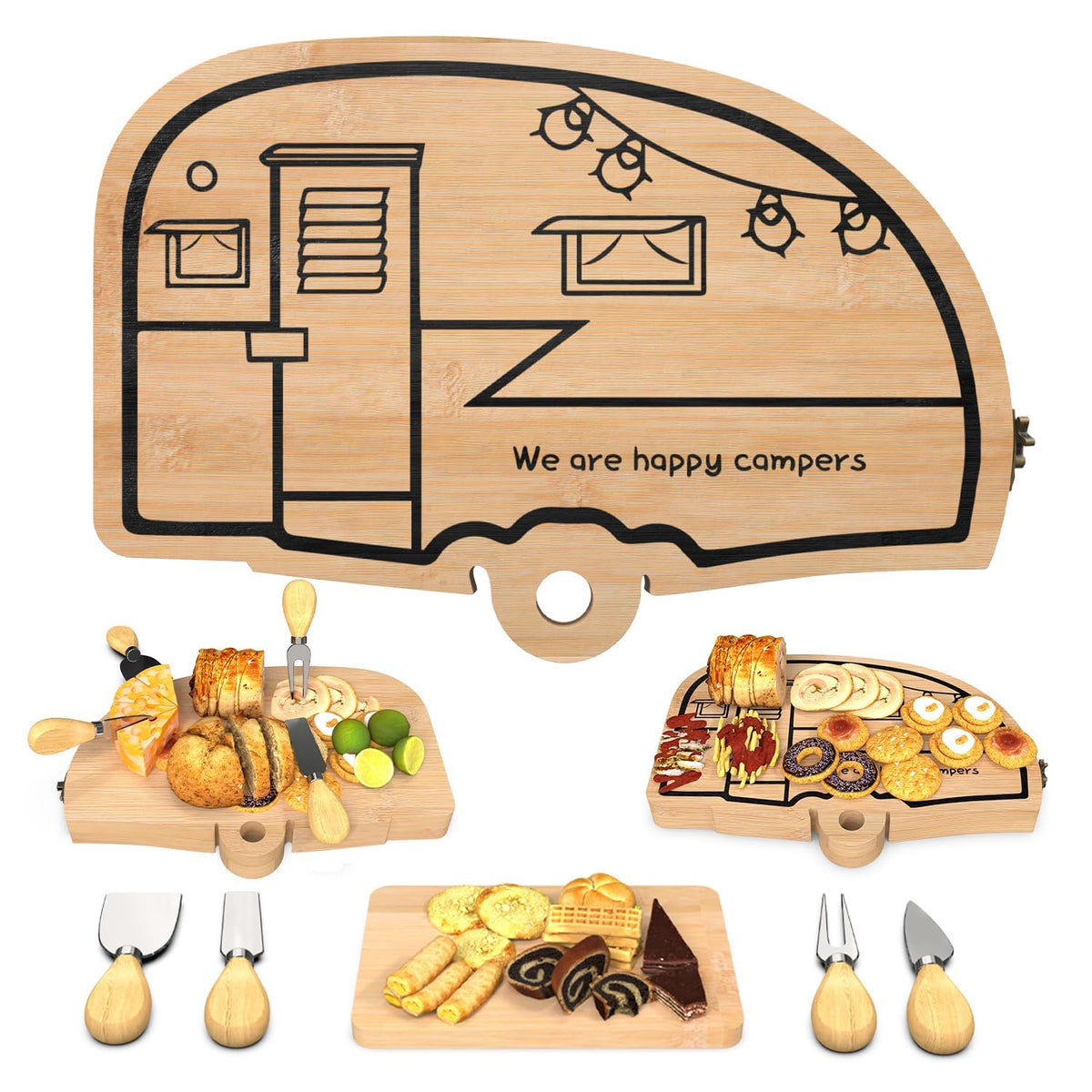 Tablero de charcutería de bambú plegable Haigoo para servir quesos con estilo.