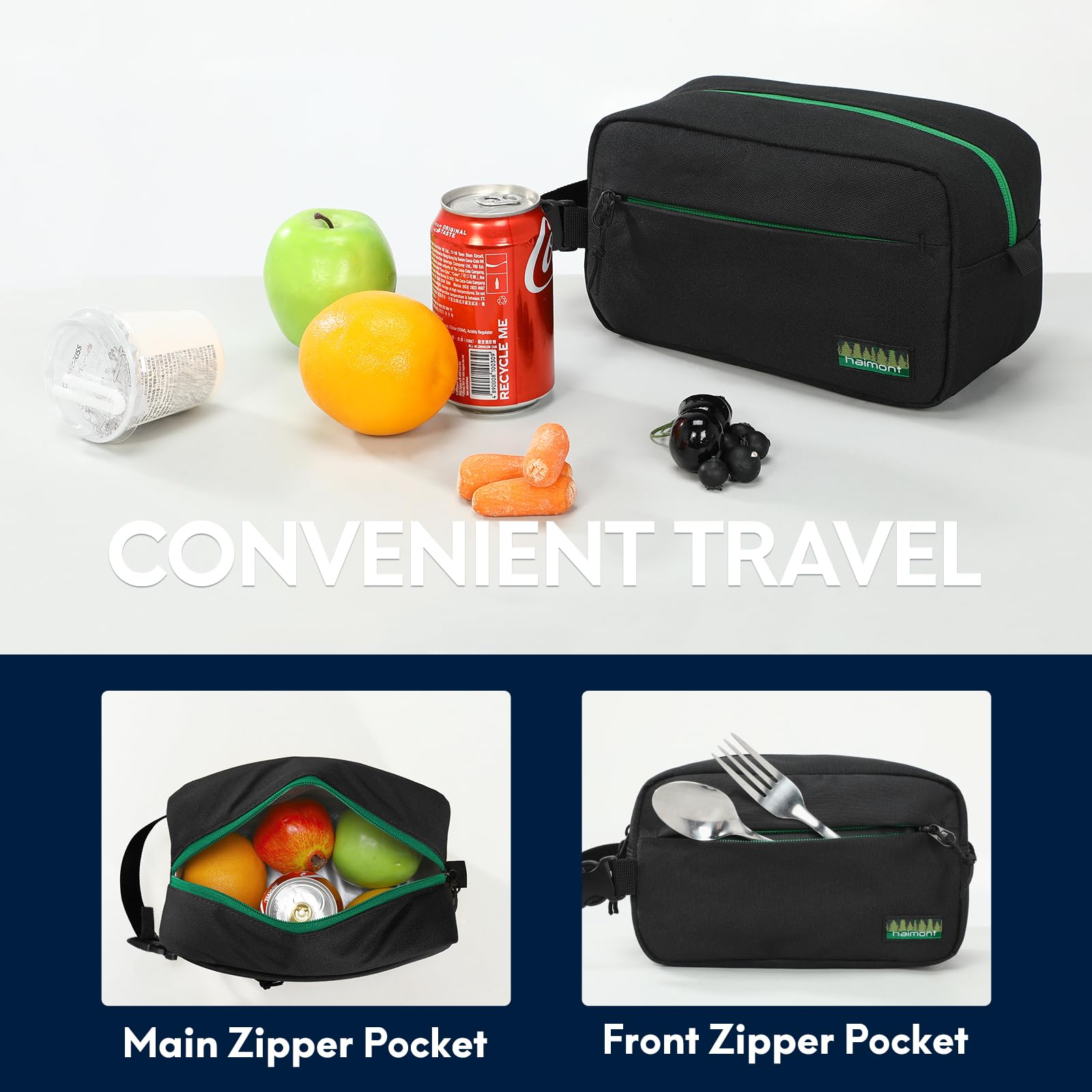 Dimensiones de la bolsa Haimont lunch-frio 23x11x13 cm para planificar el contenido.