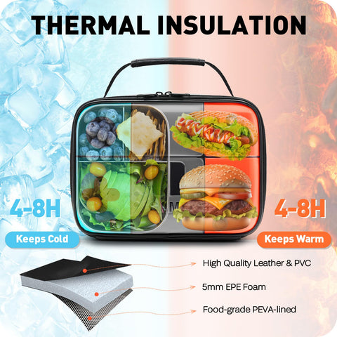 Hairao lonchera con aislamiento triple capa para conservar temperatura de comida