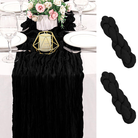 HAISIWLKJ camino de mesa de gasa negro para bodas elegantes