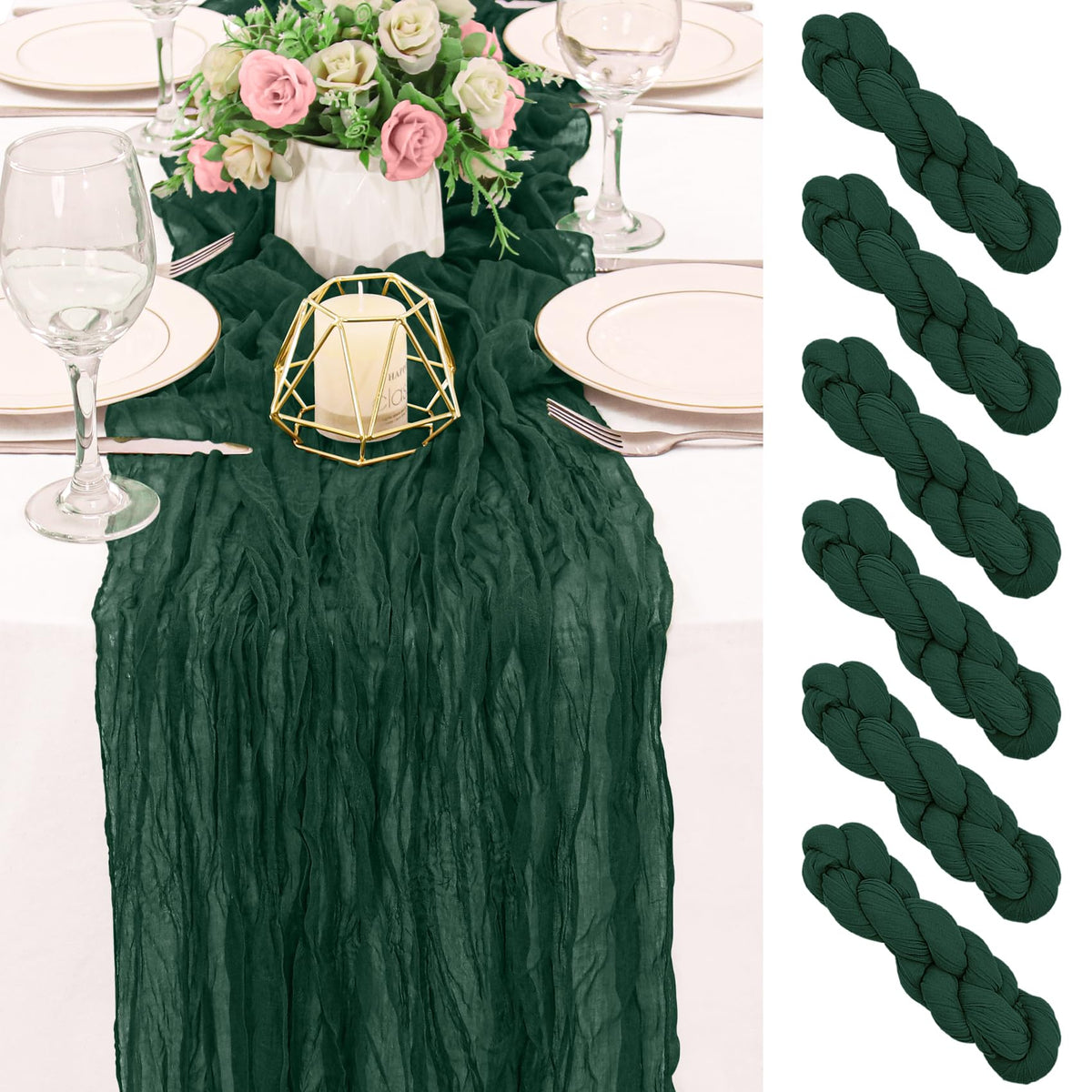HAISIWLKJ camino de mesa gasa verde oscuro para bodas