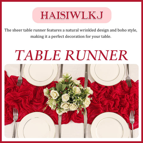 HAISIWLKJ detalle bohemio en gasa roja para centros de mesa