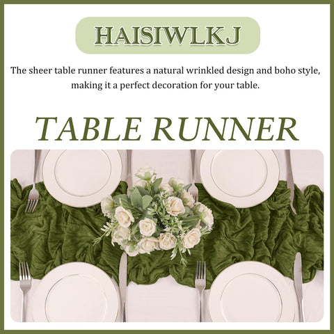 HAISIWLKJ mantel de gasa para boda en oliva verde.