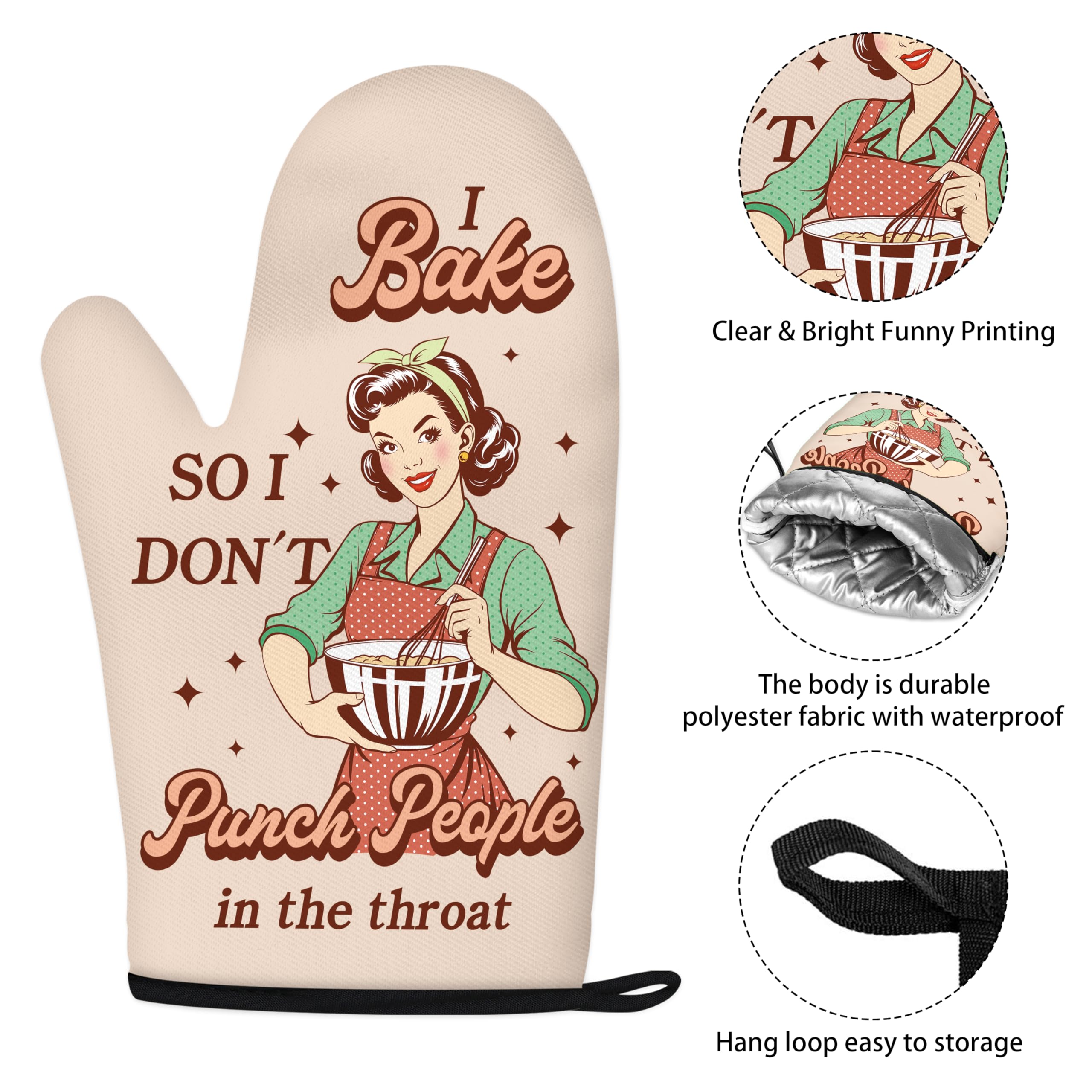 HAISUKA guantes para horno estilo retro, frente colorido, uso en horneado con control.