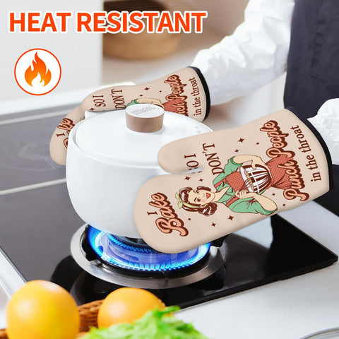 HAISUKA manoplas para horno con patrón divertido, dorso rojo y verde, seguridad al manipular.