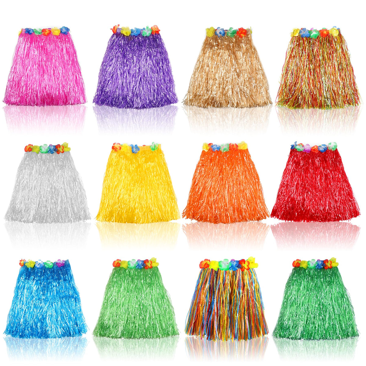 Falda hula Hajoyful con cesped tropical, ideal para fiestas coloridas