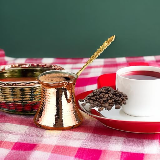 Cocina ritual de café turco con pava de cobre Hakan.